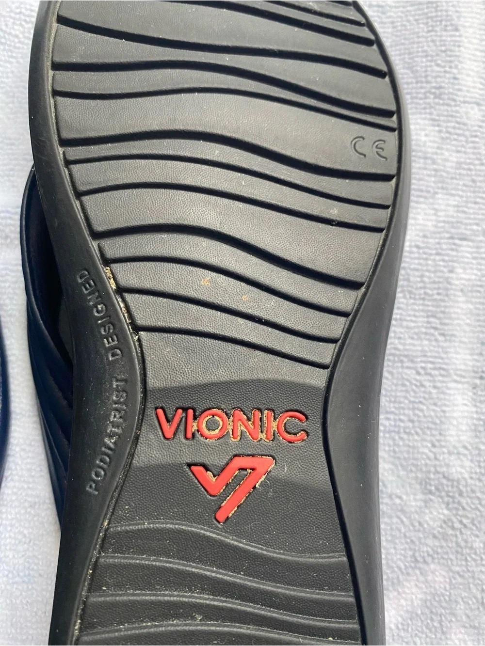 Vionic Cherine Sandal Thong Flip Flop Navy Blue Sz 8 Comfort Orthotic Platform